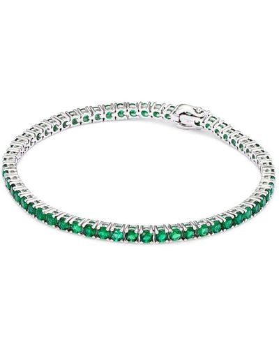 Hatton Labs Tennis Bracelet With Green Cubic Zirconias In Sterling Silver Woman