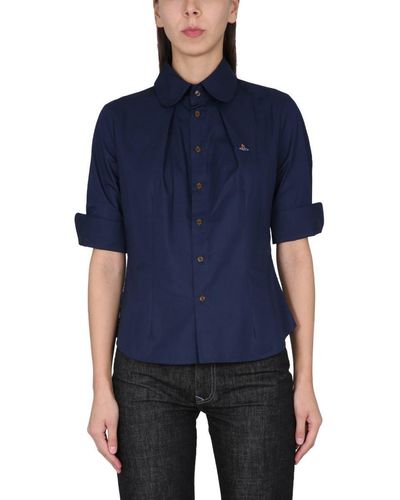 Vivienne Westwood Hirt With Orb Embroidery - Blue