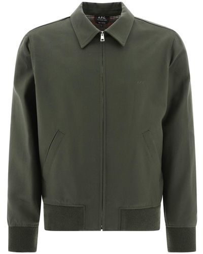 A.P.C. Gilles Zip-up Long-sleeved Shirt Jacket - Green