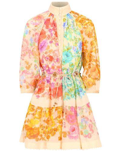 Zimmermann Raie Floral-print Ramie Mini Dress X - Multicolor