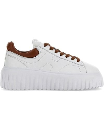 Hogan White Leather H-stripes Trainers