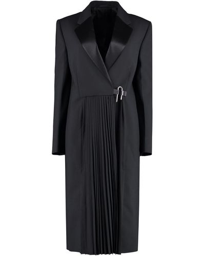 Givenchy Asymmetric Fastening Wool Coat - Black