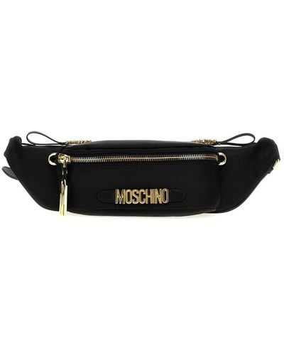 Moschino Logo Fanny Pack Crossbody Bags - Black