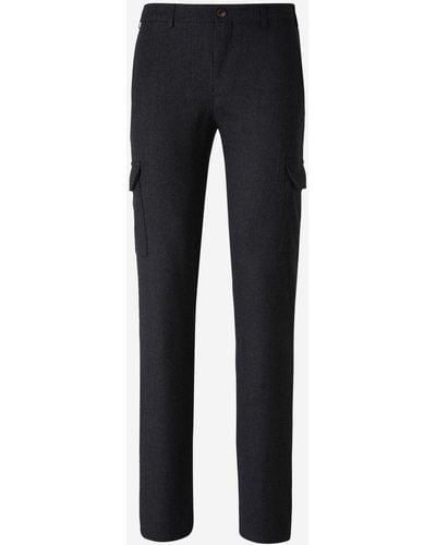 Canali Wool Cargo Trousers - Blue