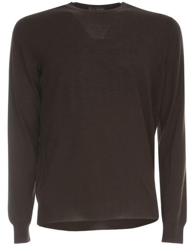 Drumohr Wool Modern Sweater L/s Crew Neck Clothing - Black