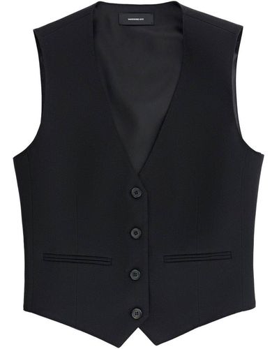 Wardrobe NYC Lightweight Wool Tailored Vest - Black