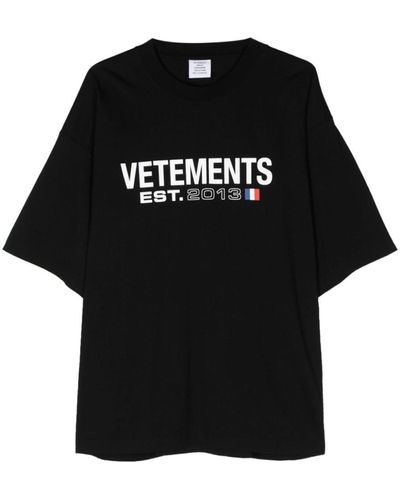 Vetements Logo Cotton T-Shirt - Black