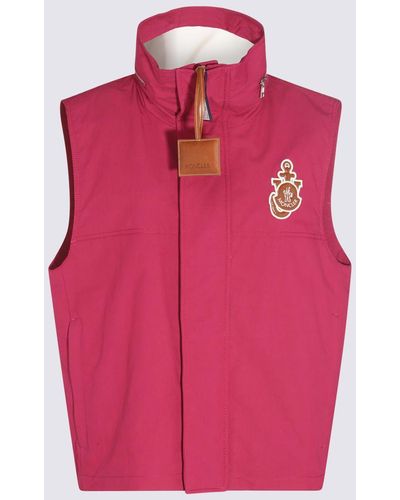 Moncler Genius Red Cotton Blend Vest Puffer Down Jacket - Pink