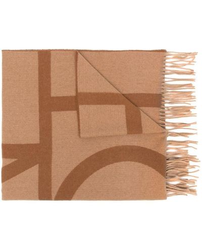 Totême Monogram-print Knit Scarf - Brown