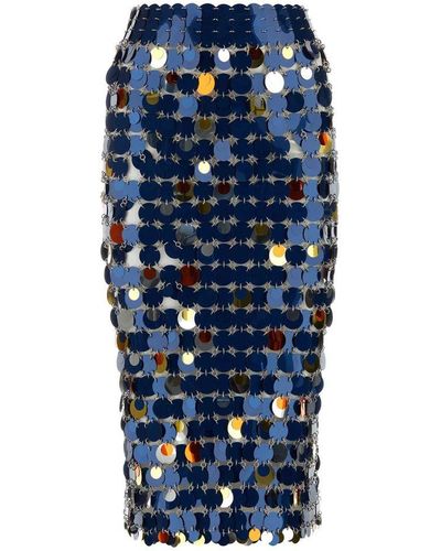 Rabanne Sequin Midi Skirt - Blue