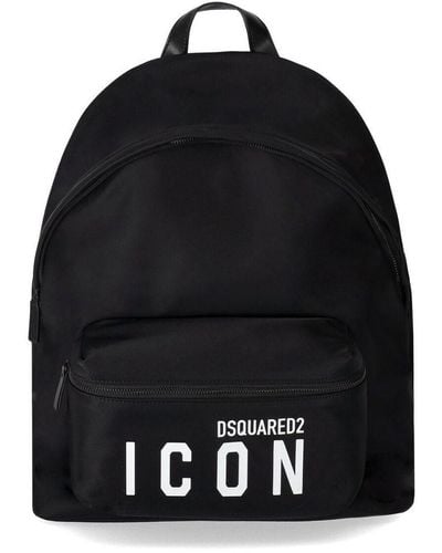 DSquared² Logo-Print Pocket Backpack - Black