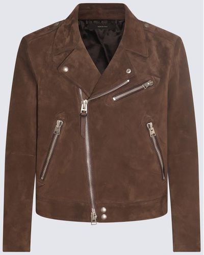 Tom Ford Suede Nail Casual Jackets, Parka - Brown