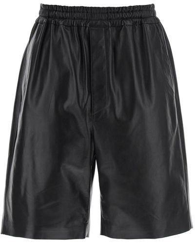 Jil Sander Leather Bermuda Shorts For - Black