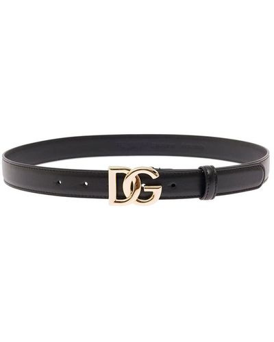 Dolce & Gabbana Dg Leather Belt - Black