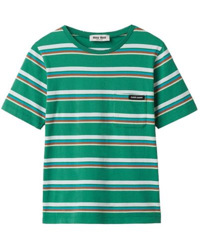 Miu Miu Striped T-Shirt - Green