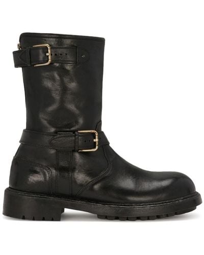 Dolce & Gabbana Leather Biker Boots - Black