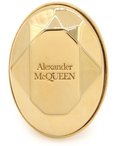 Alexander McQueen Antique Metal The Faceted Stone Ring - Metallic