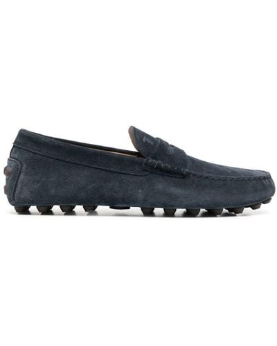 Tod's Smooth Black Suede Loafers - Blue