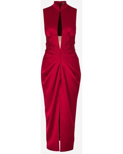Rasario Satin Midi Dress - Red