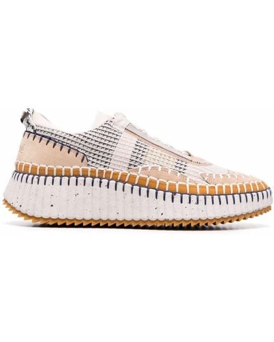 Chloé Chloe Nama Panelled Recycled Mesh Trainers - Natural