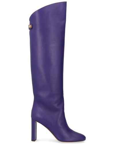Maison Skorpios Adriana Leather Boots - Purple