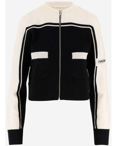 Palm Angels Wool Zip-up Cardigan - Black