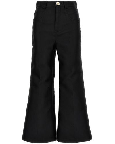 Giambattista Valli Cropped Silk Blend Trousers - Black