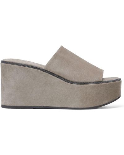 Brunello Cucinelli Suede Wedges - Grey