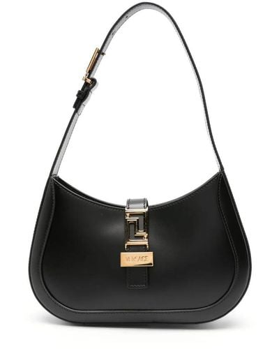 Versace Women Calf Leather Small Hobo Bag - Black