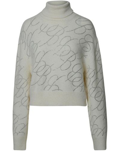 Blumarine Embellished Roll-neck Knitted Sweater - Grey
