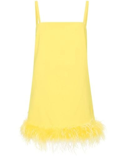 Pinko Dress With Feathers - Yellow