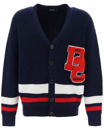DSquared² Varsity Cardigan With D2 Patch - Blue