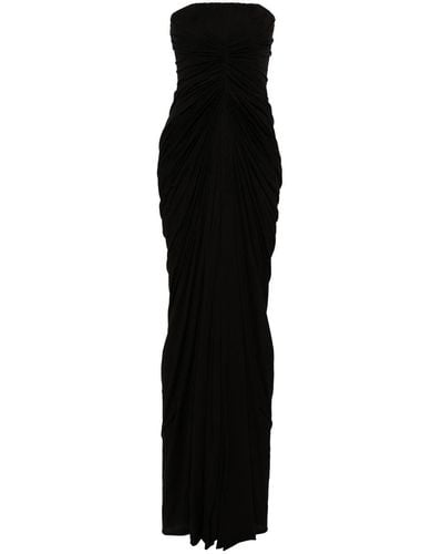 Rick Owens Bright Cotton Dress With Ruffles - Black