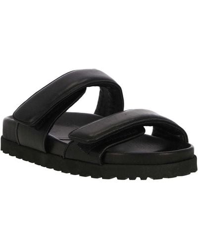 Gia Borghini Perni 11 Leather Flat Sandals - Black