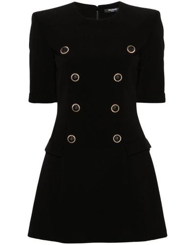 Balmain Tailored Short Dress In Viscose With A Fitted Waist - Black