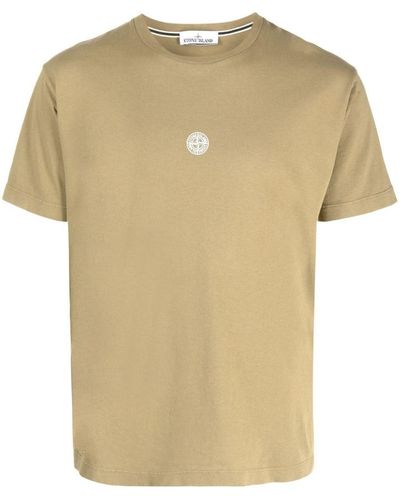 Stone Island Logo-print Cotton T-shirt - Natural
