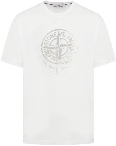 Stone Island Logo-Printed T-Shirt - White