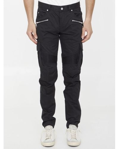 Balmain Tapered Cotton Cargo Trousers - Blue