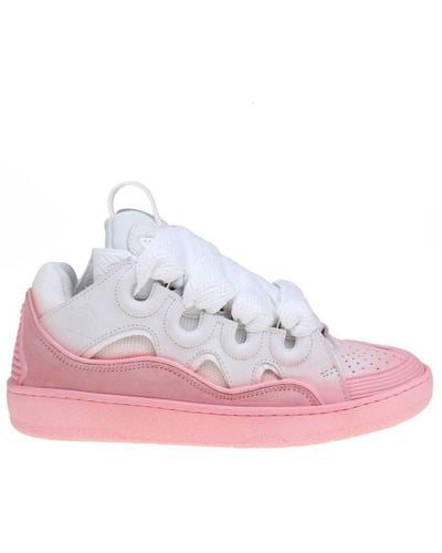 Lanvin Curb Chunky-sole Leather Mesh Low-top Trainers - Pink