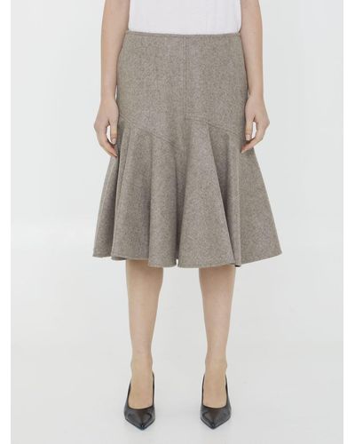 Bottega Veneta Wool Flannel Skirt - Gray