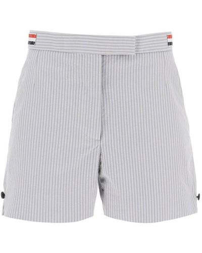Thom Browne Seersucker Tailoring Shorts - Grey