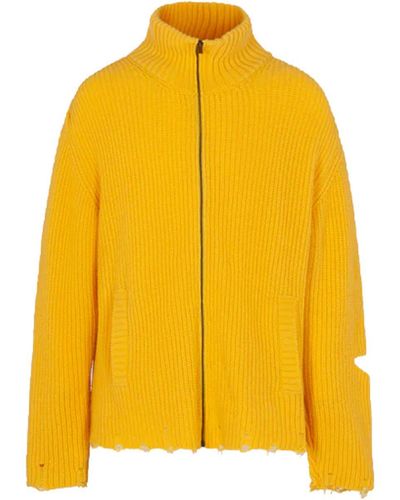A PAPER KID Knitted Jacket - Yellow