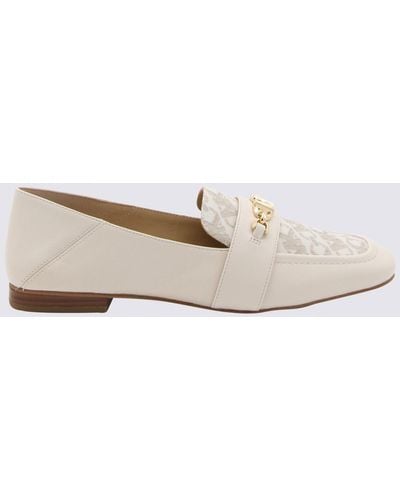 Michael Kors Cream Leather And Canvas Tiffanie Loafers - White
