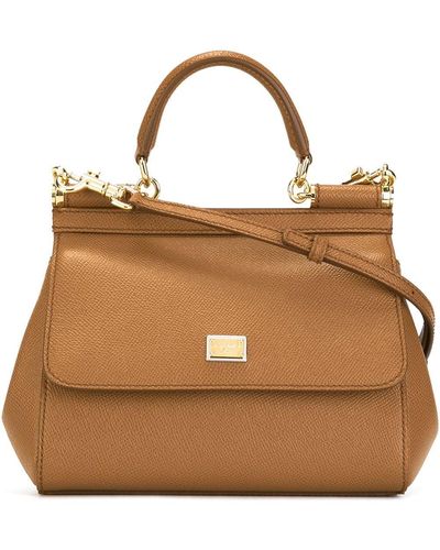 Dolce & Gabbana Sicily Small Leather Handbag - Brown