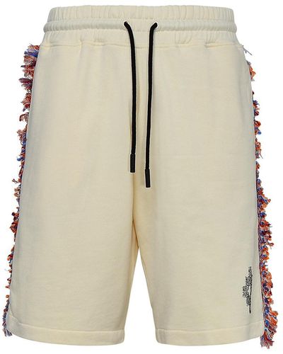 Marcelo Burlon County Of Milan Cream Cotton Bermuda Shorts - Natural