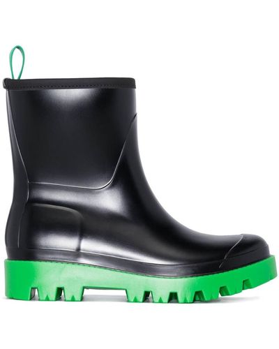 Gia Borghini Black Rubber Boots With Green Sole
