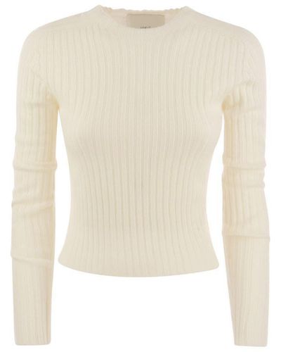 Vanisé Lulu - Ribbed Cropped Cashmere Knitwear - White