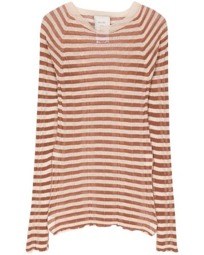 Alysi Striped Cotton Sweater - Pink