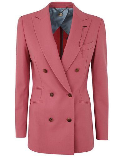 Maurizio Miri Double Breasted Stretch Wool Blazer Clothing - Pink
