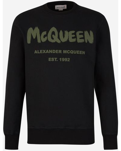 Alexander McQueen Printed Cotton Sweatshirt - Black